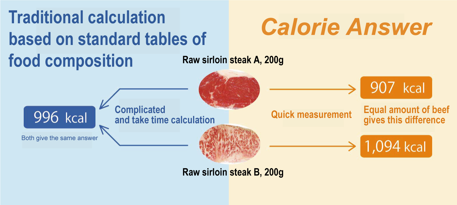 正確性を栄養成分表と比較
